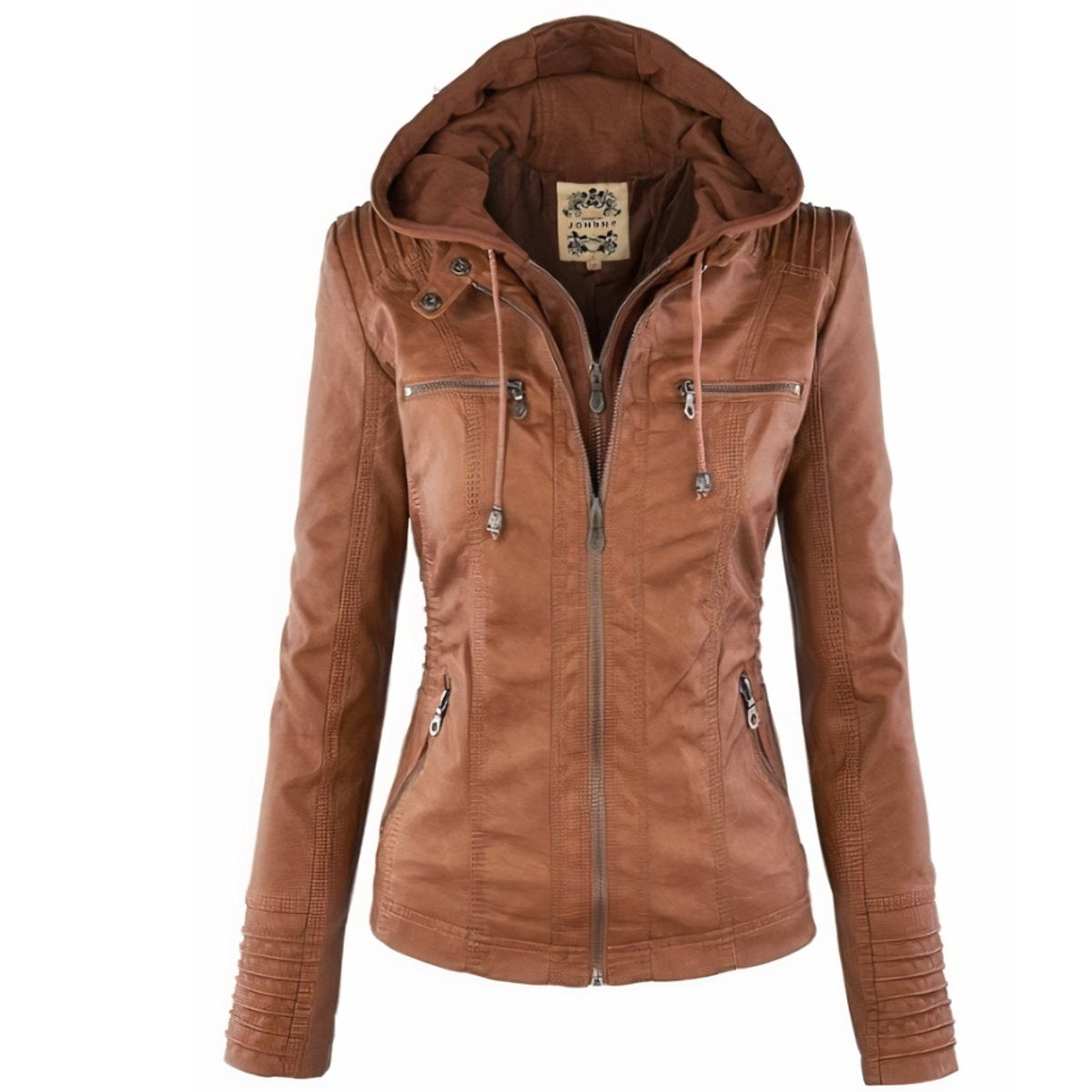 Callie™ | Chaqueta motera de polipiel con capucha