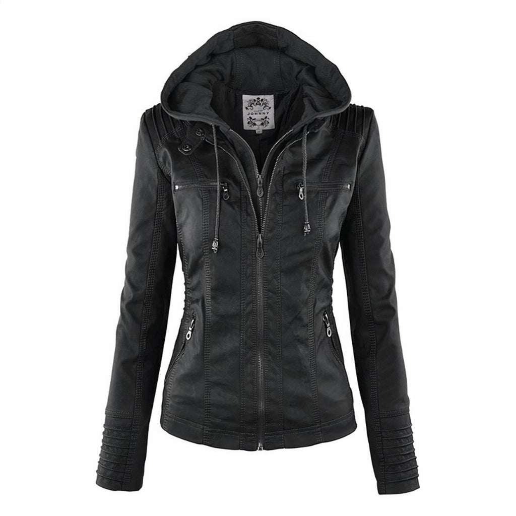 Callie™ | Chaqueta motera de polipiel con capucha