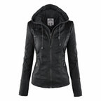 Callie™ | Chaqueta motera de polipiel con capucha