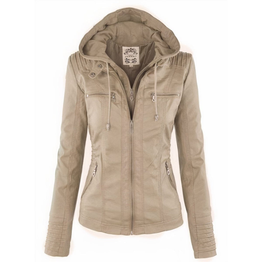 Callie™ | Chaqueta motera de polipiel con capucha