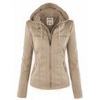 Callie™ | Chaqueta motera de polipiel con capucha