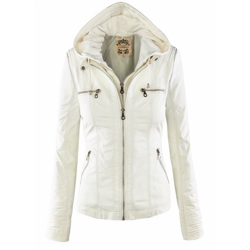 Callie™ | Chaqueta motera de polipiel con capucha