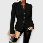 Abigail™ | Jersey de cuello alto con punto de ochos entallado