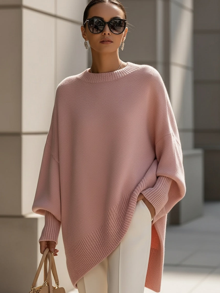 Lily™ | Jersey oversize de punto asimétrico con cuello redondo
