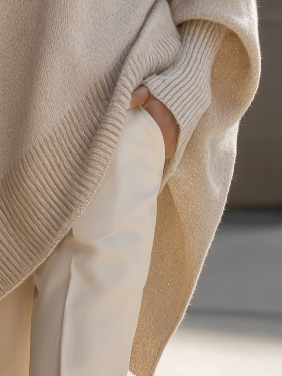 Lily™ | Jersey oversize de punto asimétrico con cuello redondo