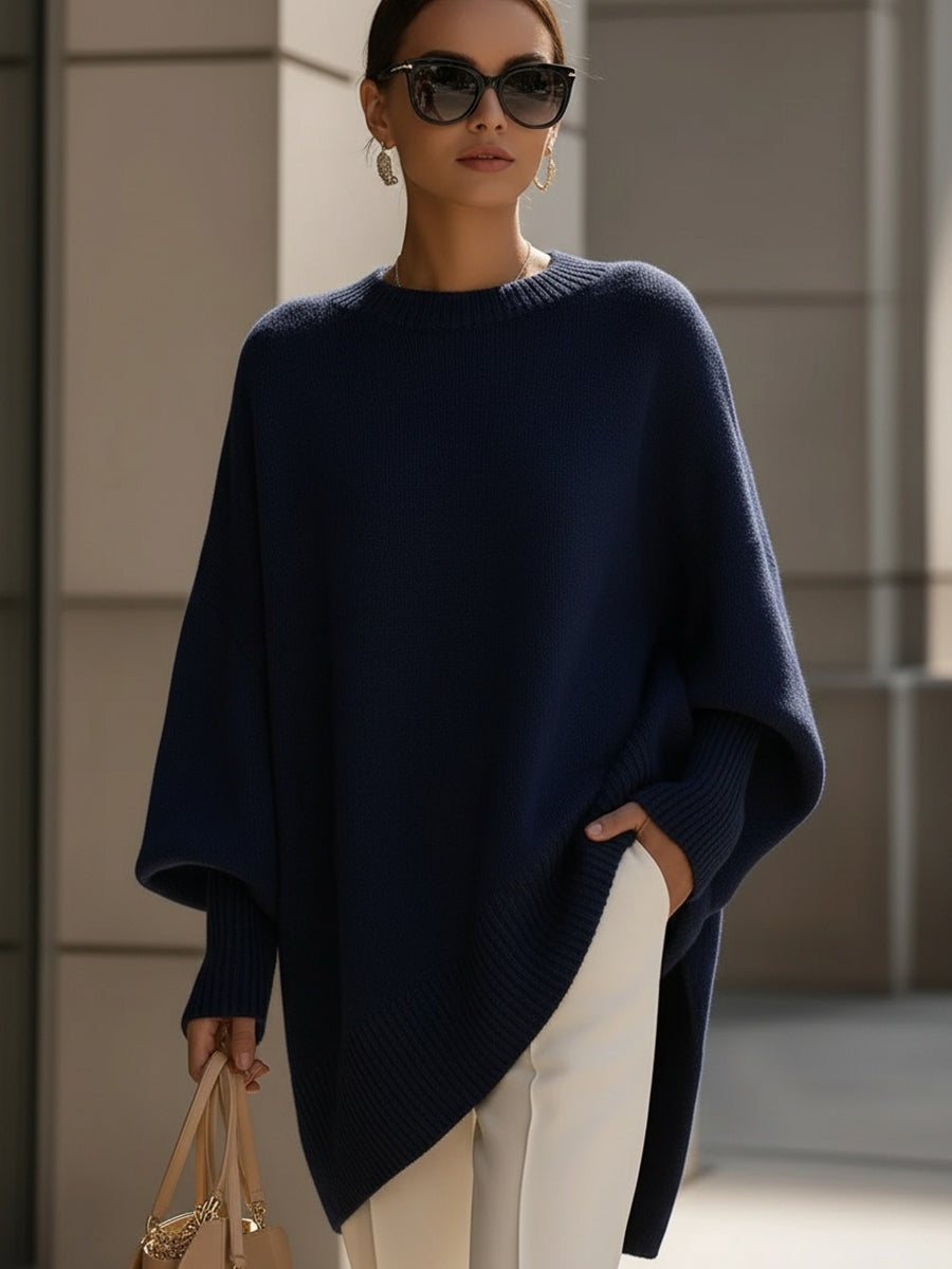 Lily™ | Jersey oversize de punto asimétrico con cuello redondo