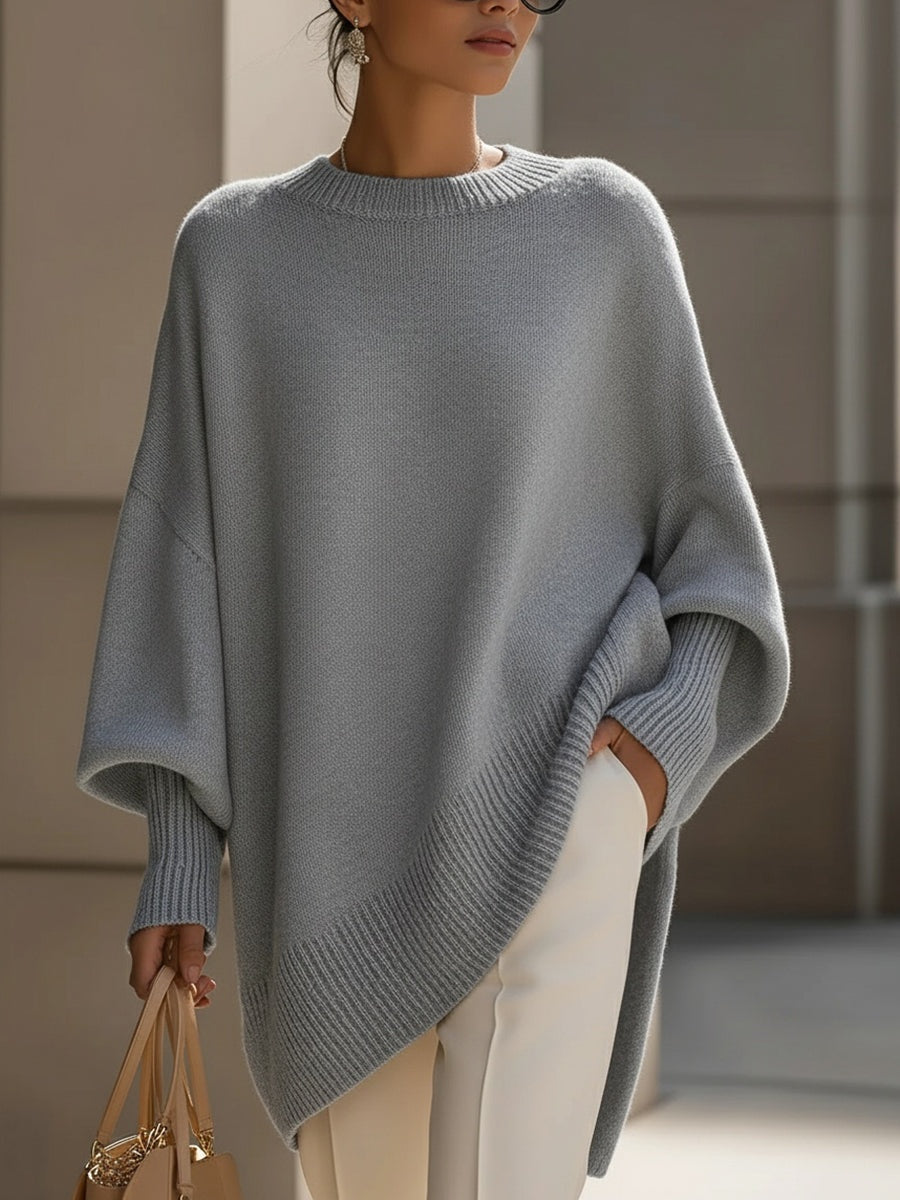 Lily™ | Jersey oversize de punto asimétrico con cuello redondo