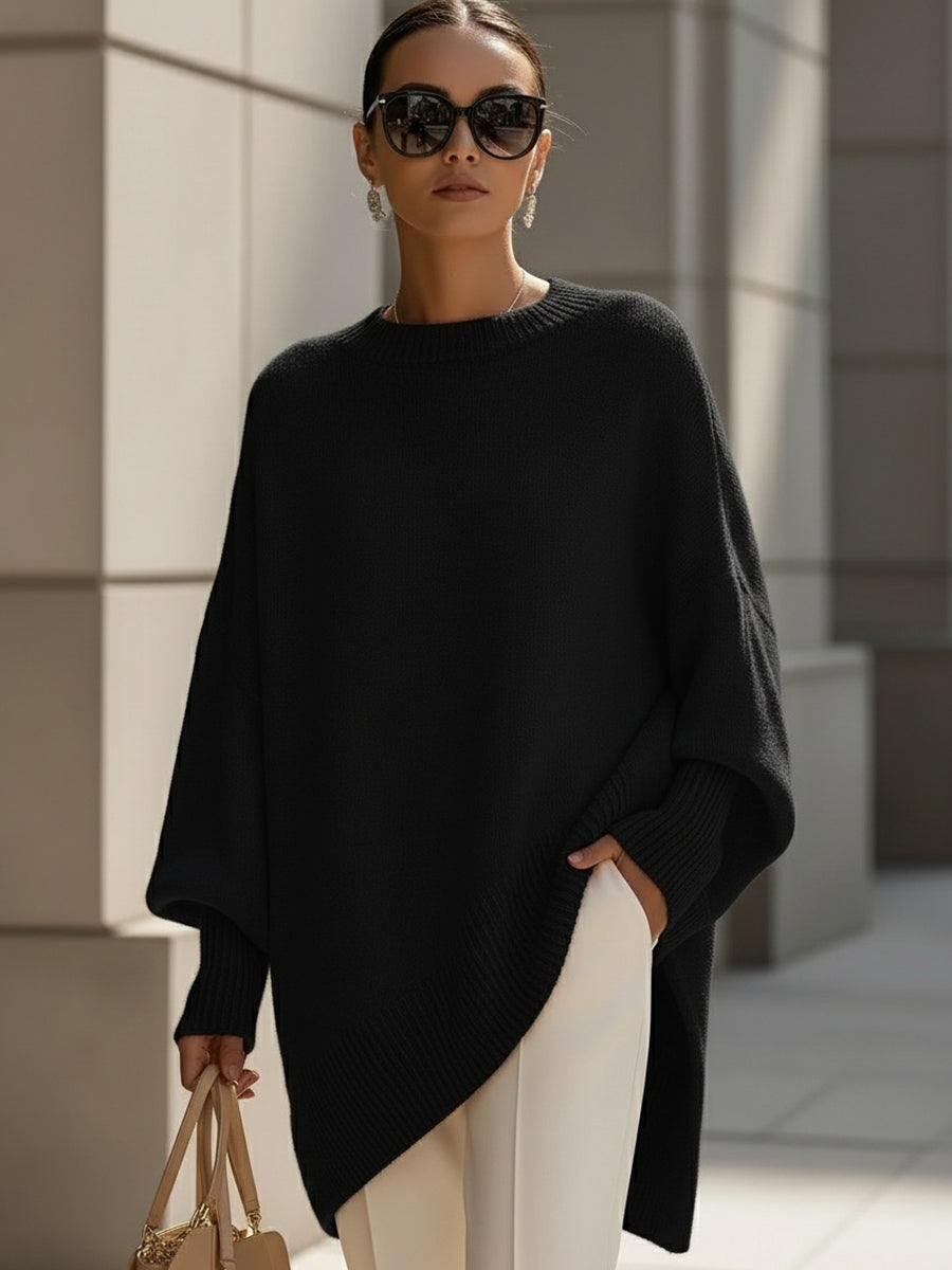 Lily™ | Jersey oversize de punto asimétrico con cuello redondo