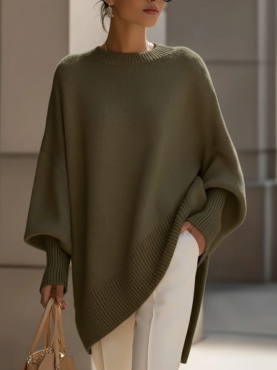 Lily™ | Jersey oversize de punto asimétrico con cuello redondo
