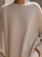 Lily™ | Jersey oversize de punto asimétrico con cuello redondo