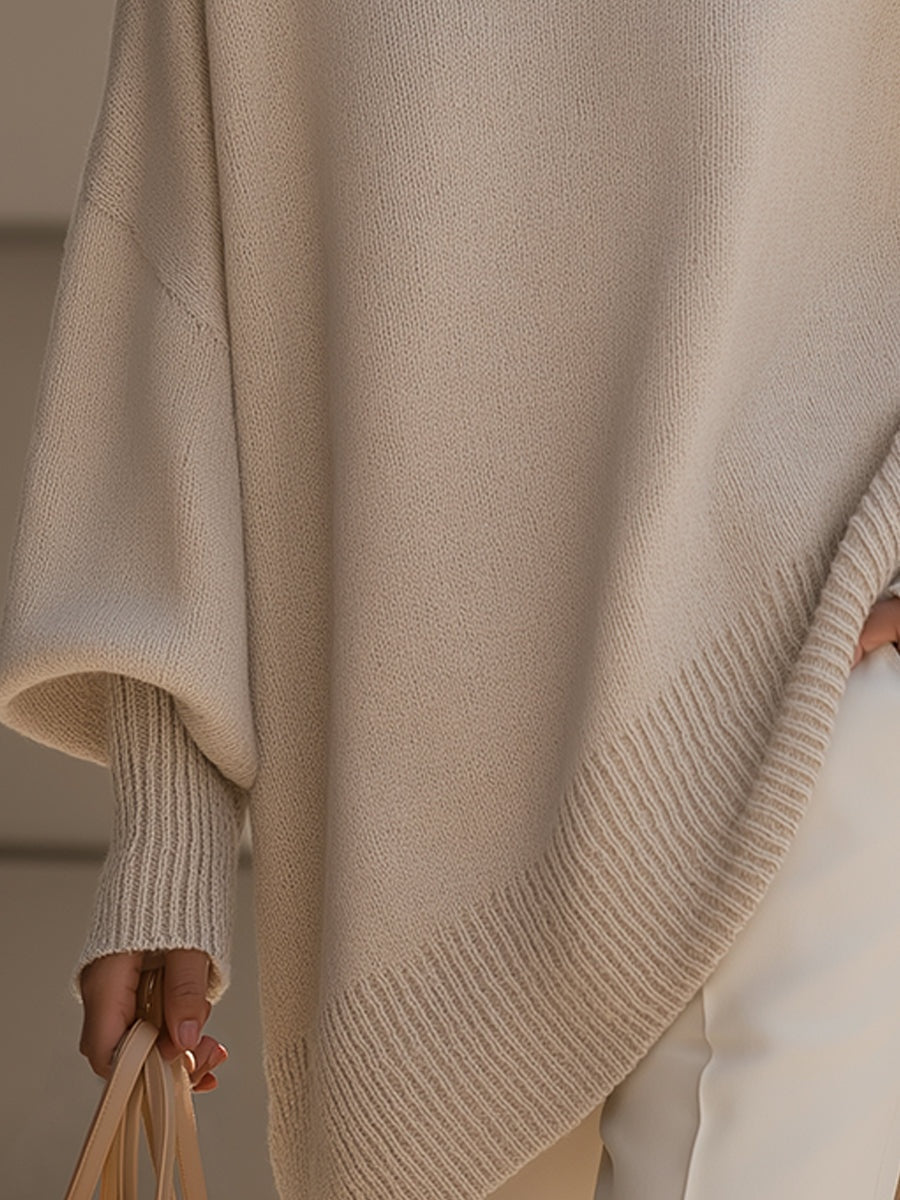 Lily™ | Jersey oversize de punto asimétrico con cuello redondo
