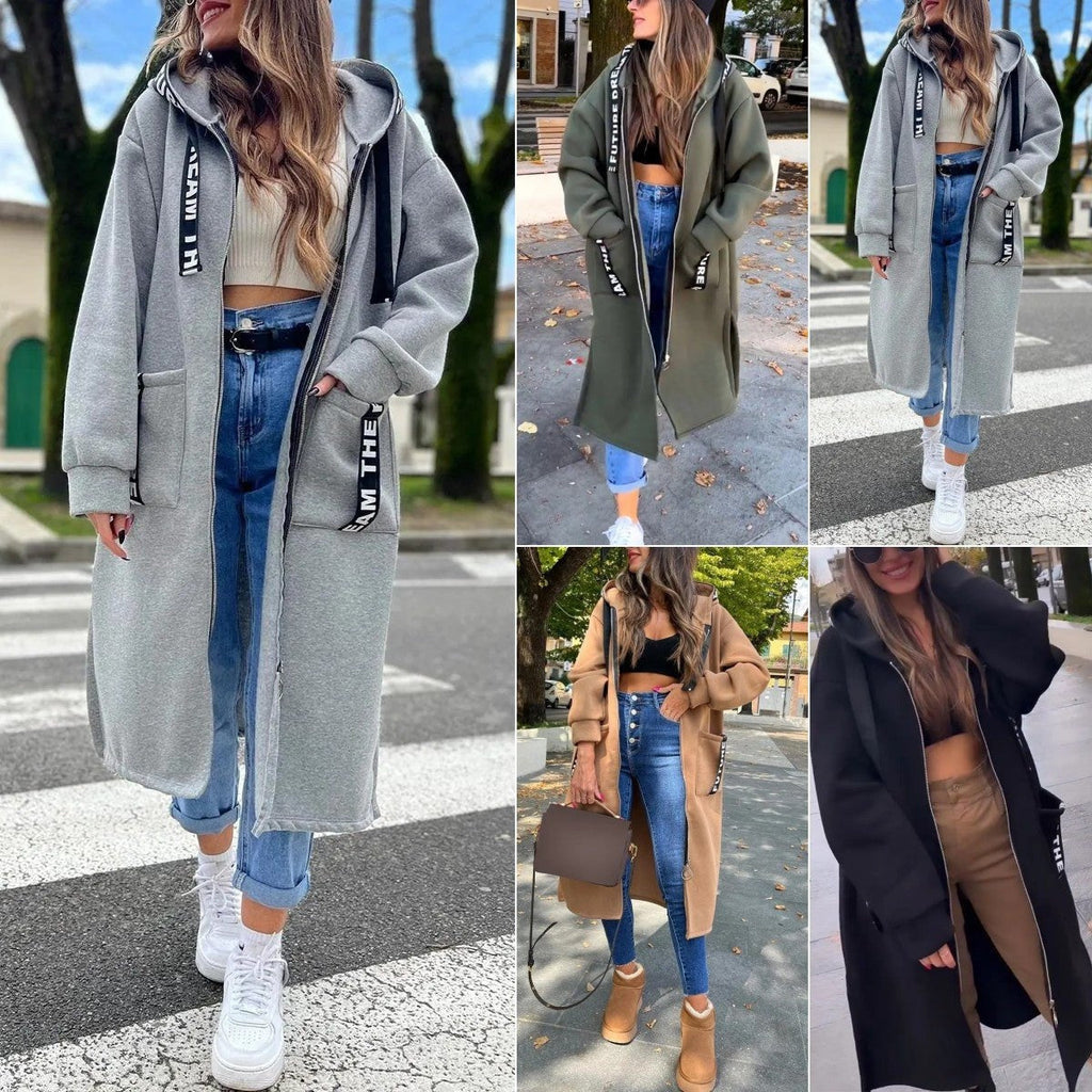 Lila™ | Parka larga oversize con capucha y detalle de letras