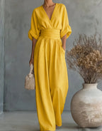 Daniela - Mono elegante de escote en V y pierna ancha - vista 17