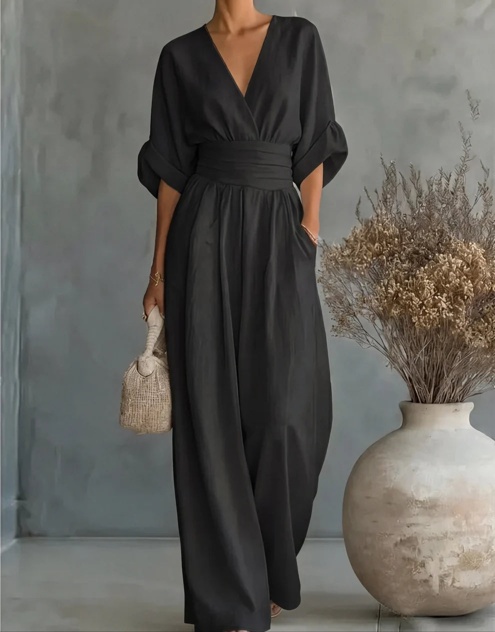 Daniela - Mono elegante de escote en V y pierna ancha - vista 4