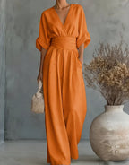 Daniela - Mono elegante de escote en V y pierna ancha - vista 5