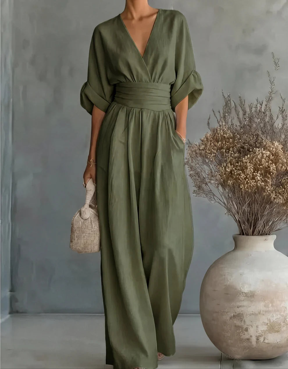 Daniela - Mono elegante de escote en V y pierna ancha - vista 7