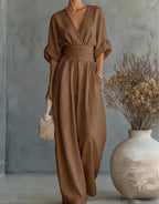 Daniela - Mono elegante de escote en V y pierna ancha - vista 21
