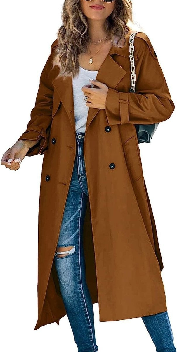 Hannah™ | Gabardina larga cruzada con cinturón