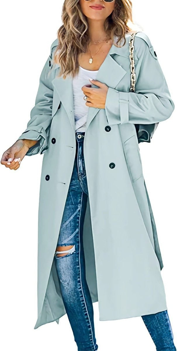 Hannah™ | Gabardina larga cruzada con cinturón