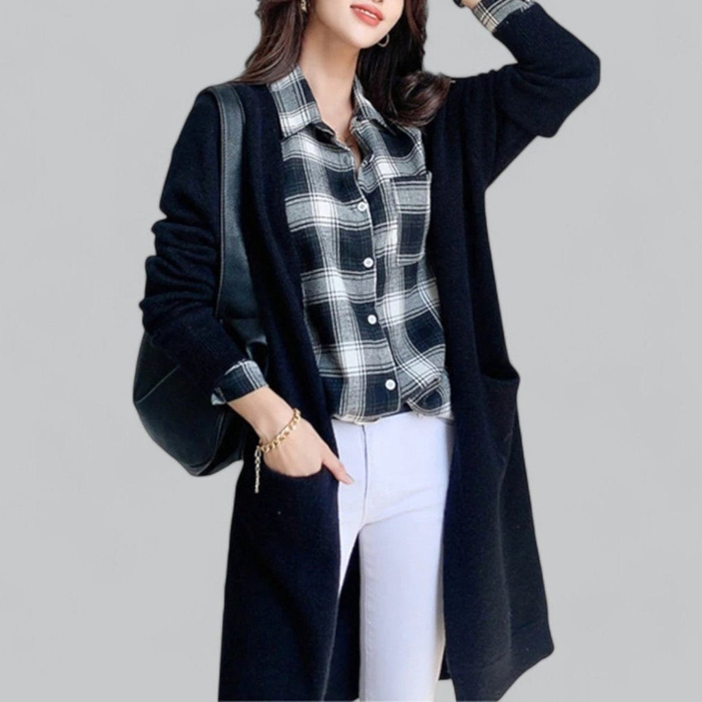 Abigail™ | Cárdigan largo de cachemir oversize abierto