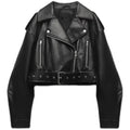 Hailey™ | Chaqueta motera corta de polipiel con cinturón