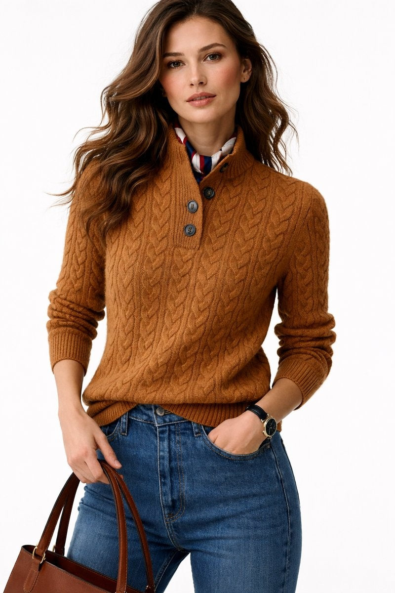 Nicole™ | Jersey de ochos de cuello alto con botones