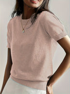 Emily™ | Jersey fino de punto de manga corta y cuello redondo