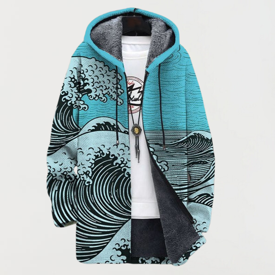 Liam™ | Abrigo largo con estampado étnico, capucha y forro polar