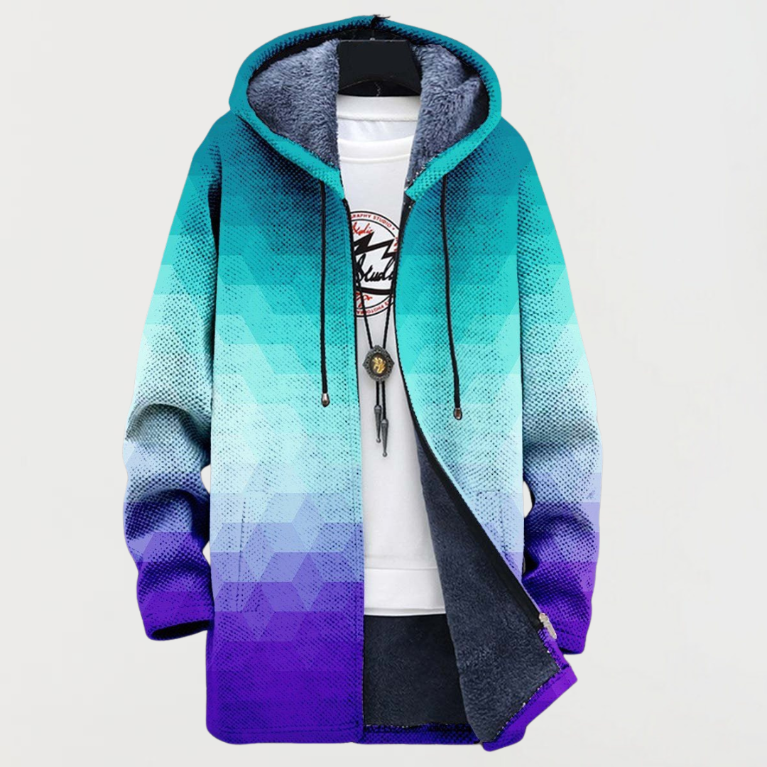 Liam™ | Abrigo largo con estampado étnico, capucha y forro polar