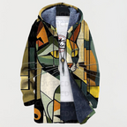 Liam™ | Abrigo largo con estampado étnico, capucha y forro polar