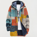 Liam™ | Abrigo largo con estampado étnico, capucha y forro polar