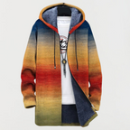 Liam™ | Abrigo largo con estampado étnico, capucha y forro polar