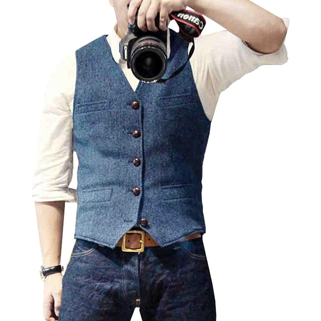 Damian™ | Chaleco vaquero con botones y escote en V