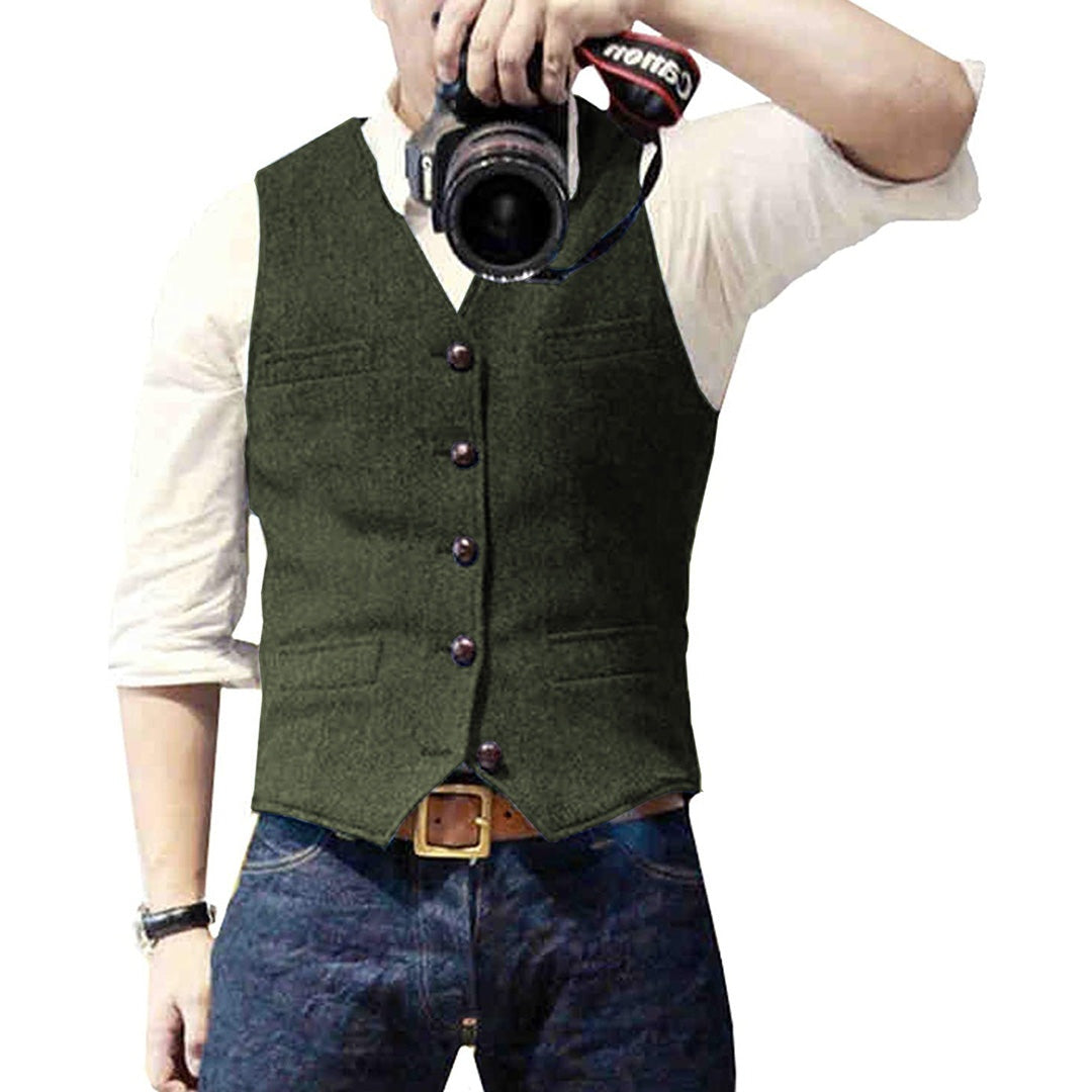 Damian™ | Chaleco vaquero con botones y escote en V