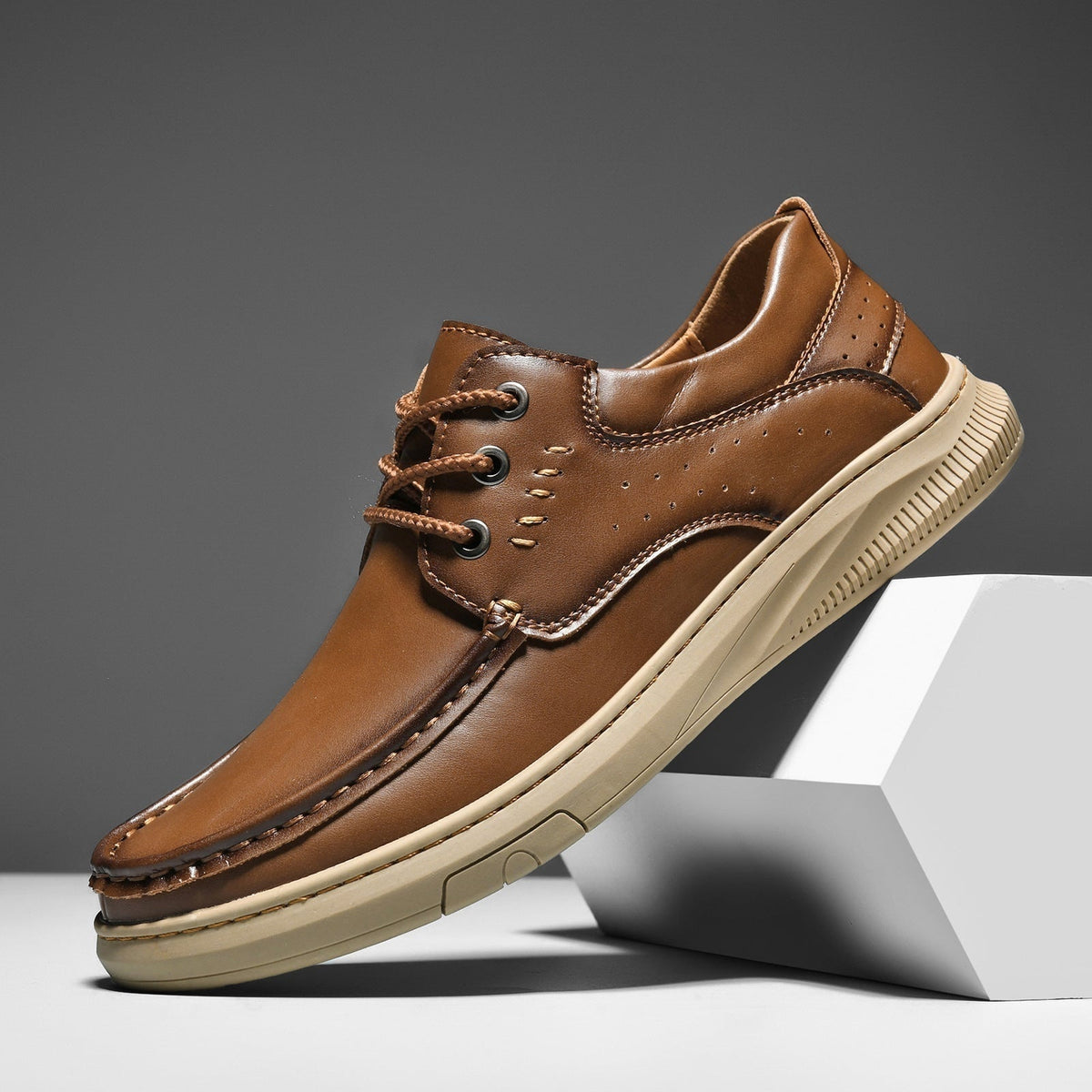 Caleb™ | Zapatos casual de piel con suela gruesa