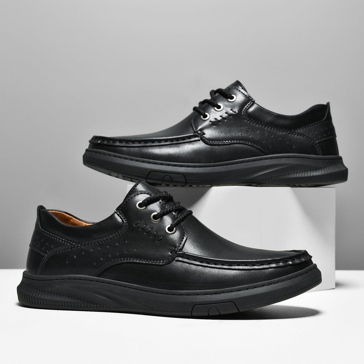 Caleb™ | Zapatos casual de piel con suela gruesa