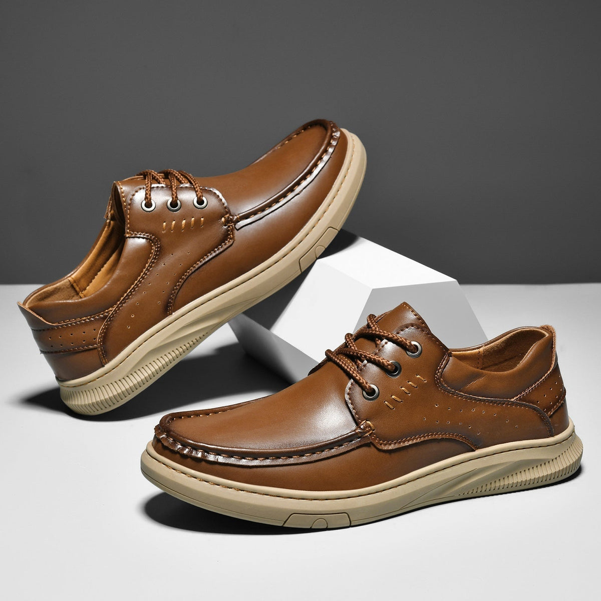 Caleb™ | Zapatos casual de piel con suela gruesa
