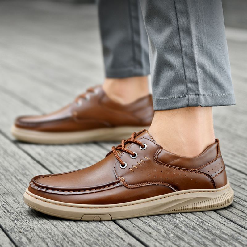 Caleb™ | Zapatos casual de piel con suela gruesa