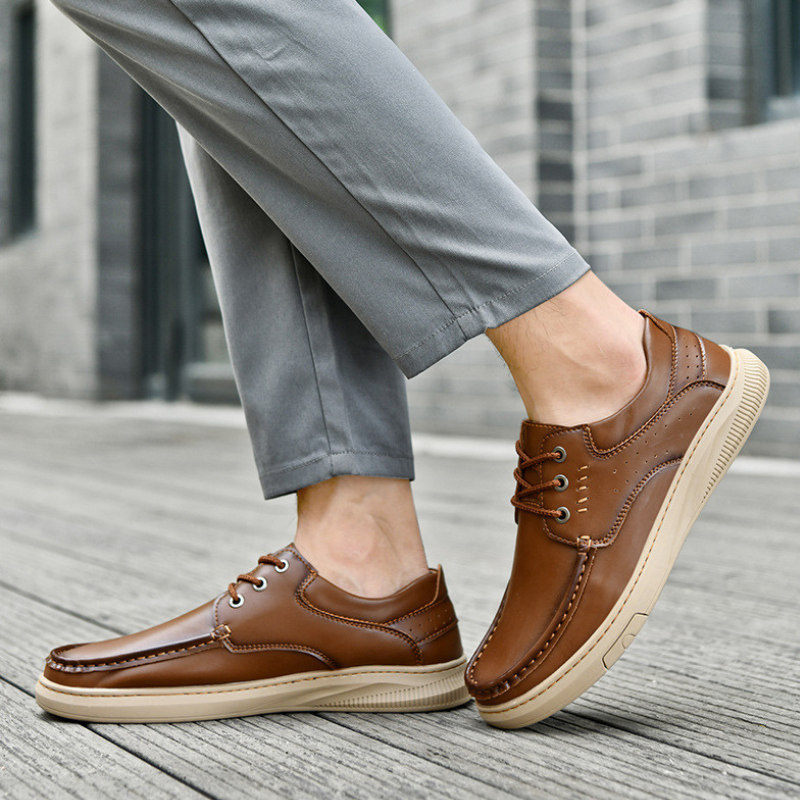 Caleb™ | Zapatos casual de piel con suela gruesa