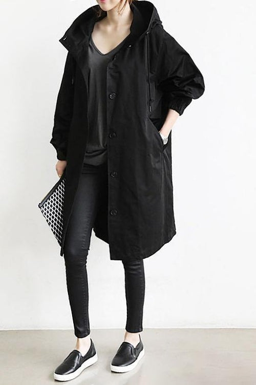 Katherine™ | Chaqueta ligera con capucha, botones y manga 3/4