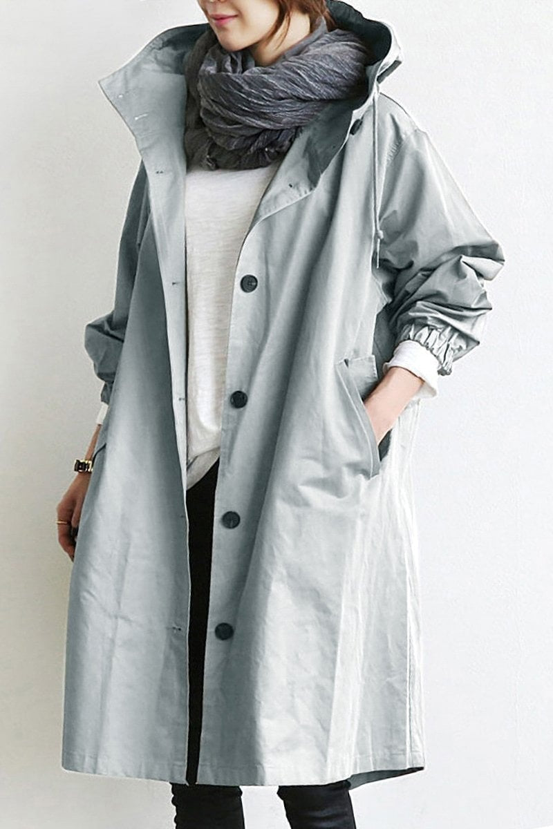 Katherine™ | Chaqueta ligera con capucha, botones y manga 3/4