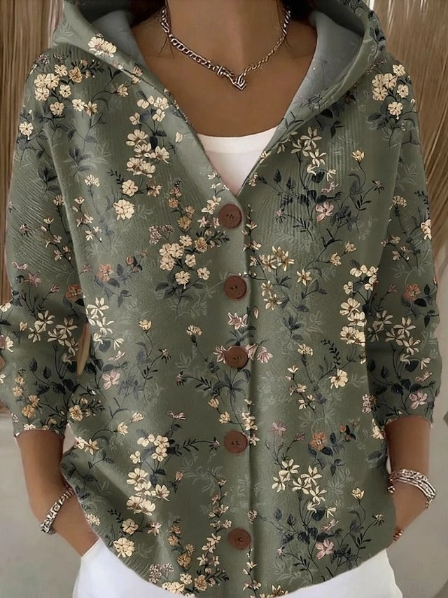 Aurora™ | Chaqueta larga estampada con capucha y botones