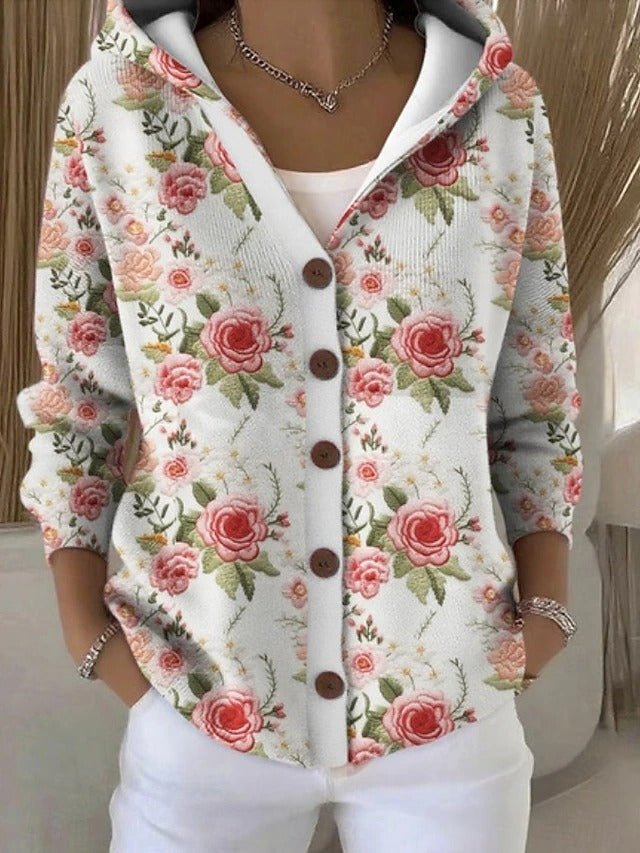 Aurora™ | Chaqueta larga estampada con capucha y botones