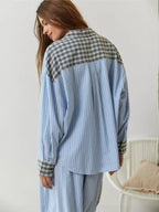 Elena™ | Pijama de cuadros con camisa abotonada y pantalón