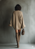 Megan™ | Vestido jersey corto oversize con cuello alto