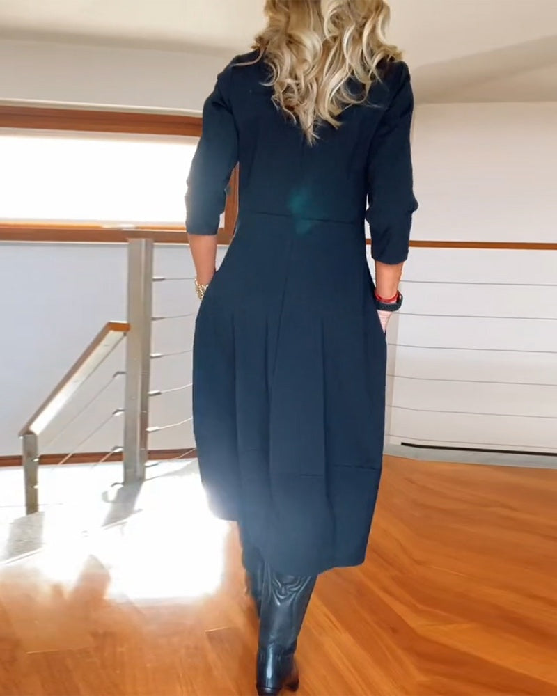 Callie™ | Vestido largo casual con manga 3/4 y bolsillos