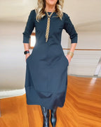 Callie™ | Vestido largo casual con manga 3/4 y bolsillos
