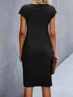 Margaret™ | Vestido de cóctel midi ajustado con drapeado lateral