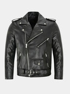 Sean™ | Cazadora biker de piel con cremallera asimétrica
