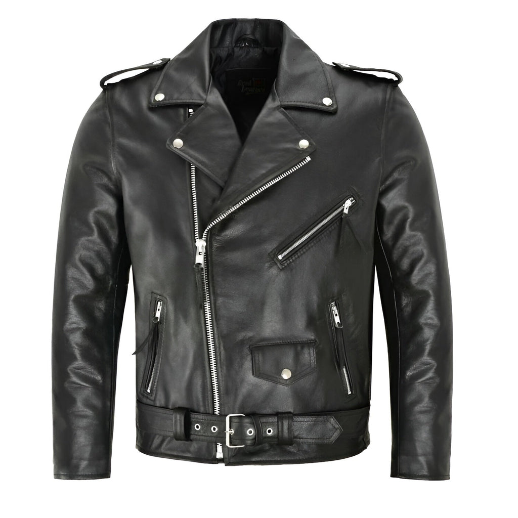 Sean™ | Cazadora biker de piel con cremallera asimétrica